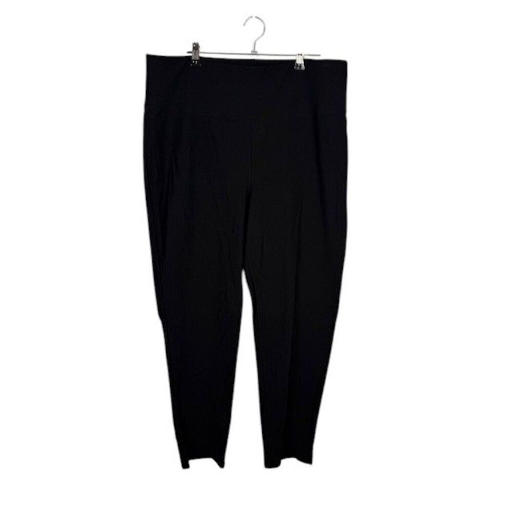 Eileen Fisher Viscose Elastane Pull On Pants Black Ankle Size Large
